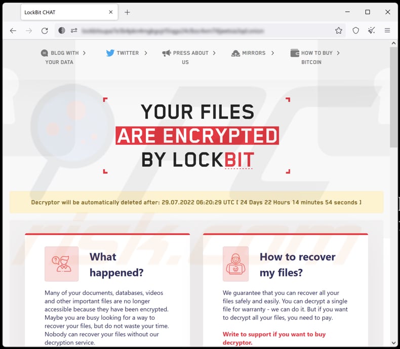 Sitio web del chat del ransomware LockBit 3.0