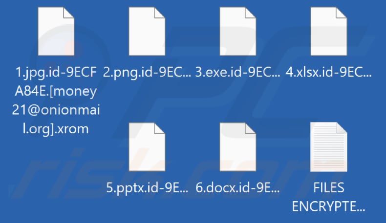 Archivos cifrados por el ransomware Xrom (extensión .xrom)