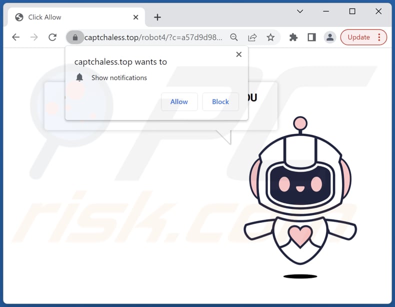 Redireccionamientos emergentes de captchaless[.]top