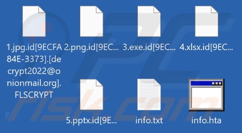Archivos cifrados por el ransomware FLSCRYPT (extensión .FLSCRYPT)
