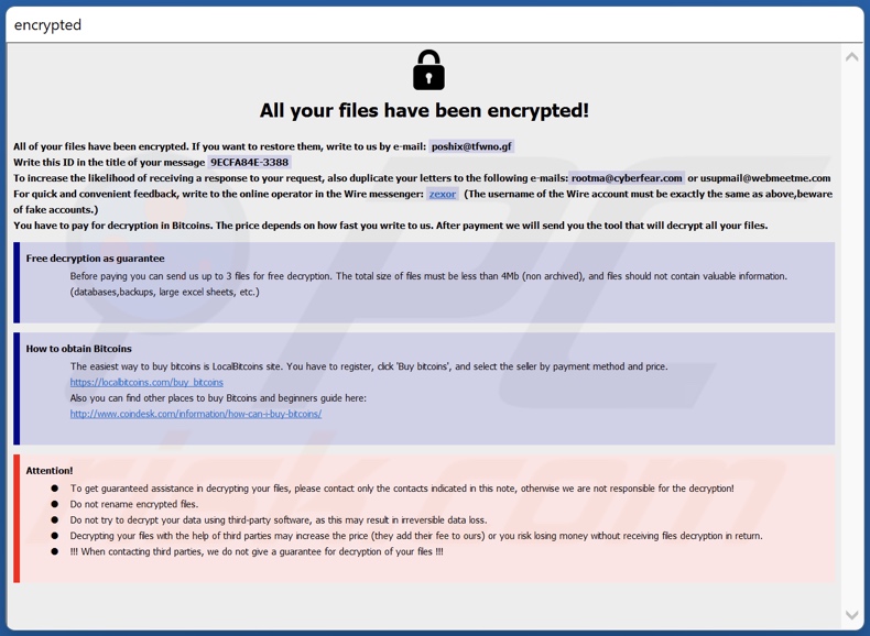 Ventana emergente del ransomware Fopra (info.hta)