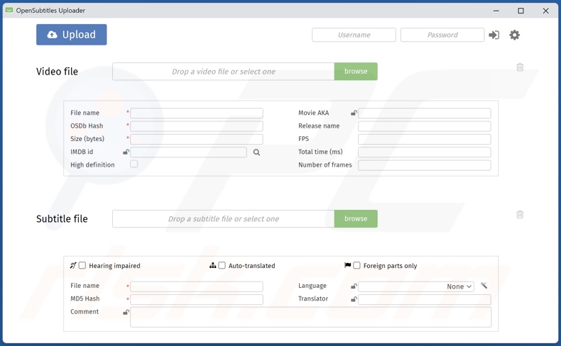 El adware OpenSubtitles Uploader