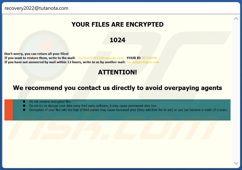 Ventana emergente del ransomware Po