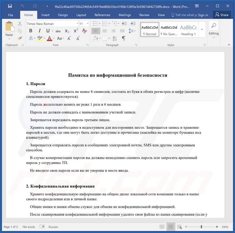 Documento malicioso de MS que distribuye el malware Woody