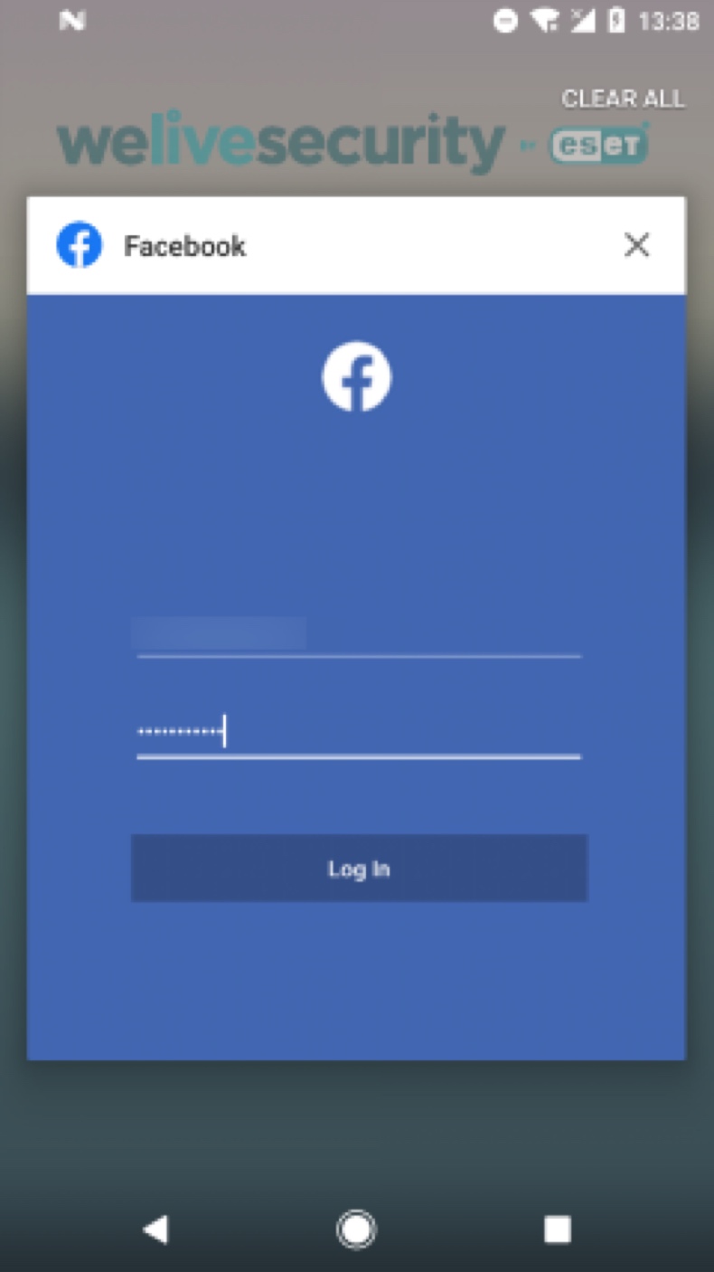 Troyano de acceso remoto 888 imitando el inicio de sesión en Facebook