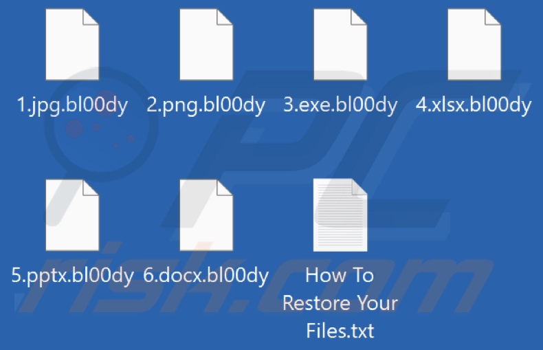 Archivos cifrados por el ransomware Bl00dy (extensión .bl00dy)
