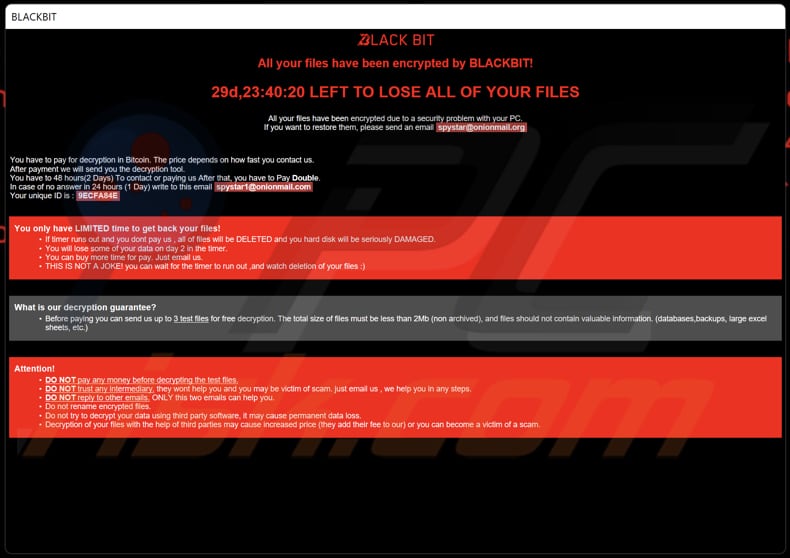 Archivo HTA del ransomware BlackBit (info.hta)