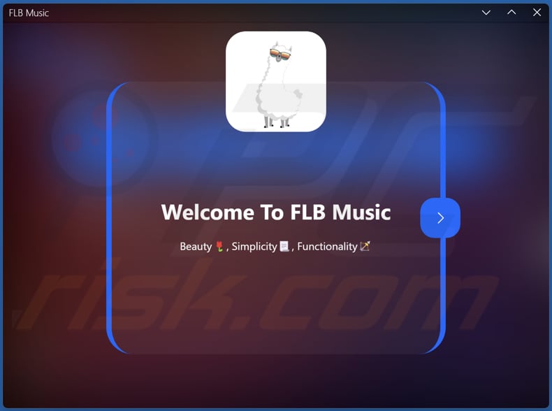 Interfaz de usuario del adware FLB Music