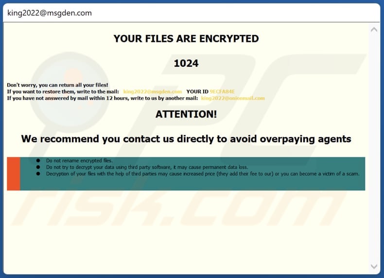 Ventana emergente del ransomware Gnik