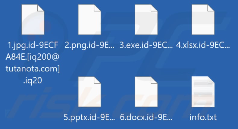 Archivos cifrados por el ransomware Iq20 (extensión .iq20)