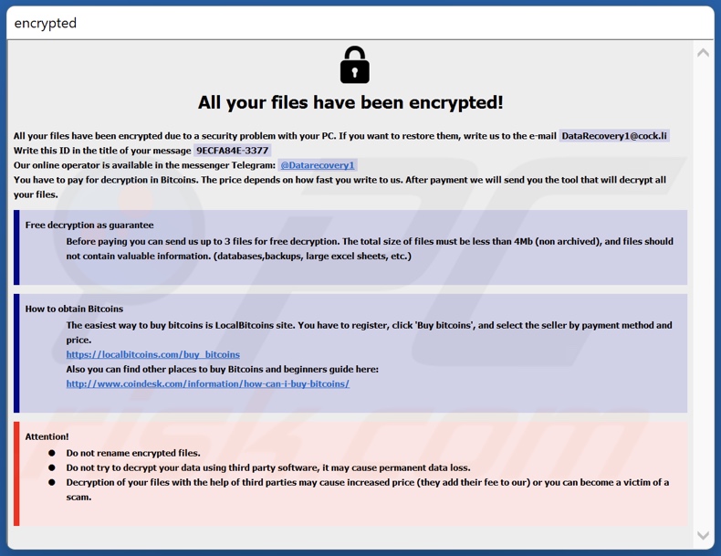 Mensaje de petición de rescate del ransomware MLF (info.hta)