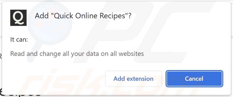 El adware Quick Online Recipes pide varios permisos