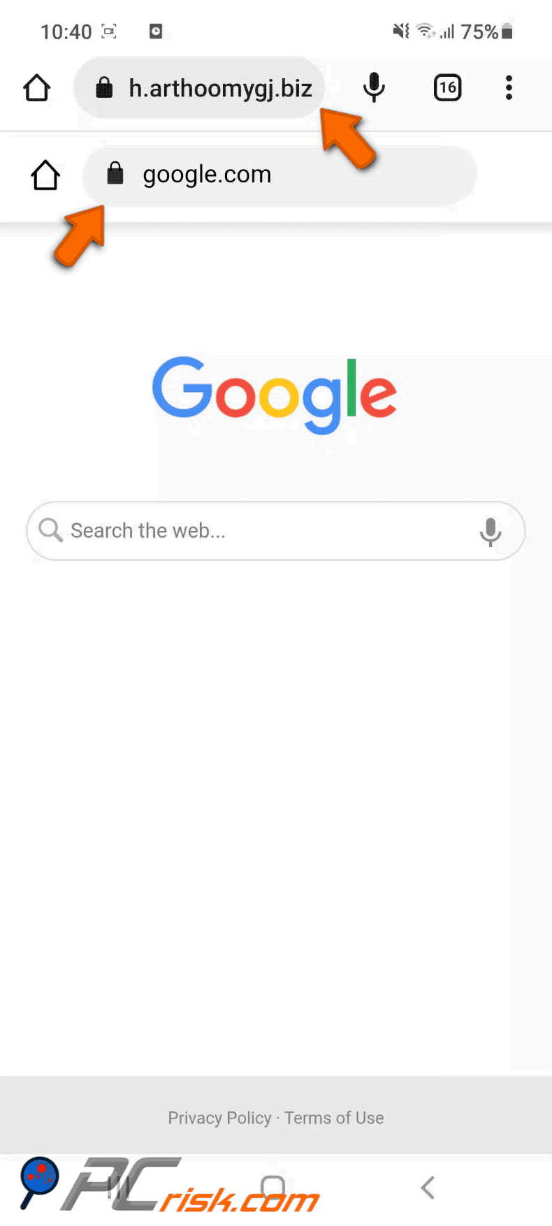 Aspecto de la redirección a ubersear[.]ch (GIF)
