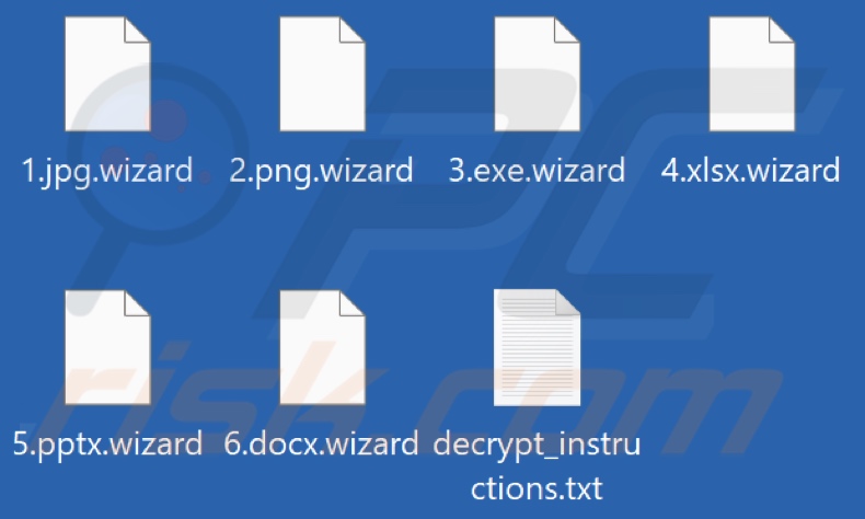 Archivos cifrados por el ransomware Wizard (extensión .wizard)