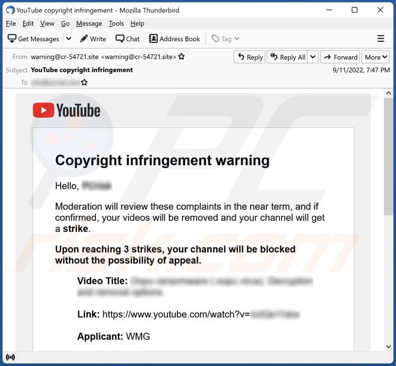 Virus del correo electrónico con malware