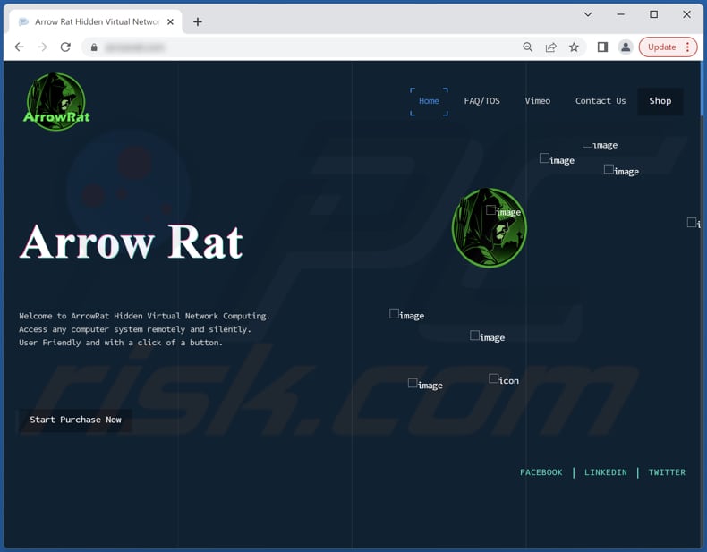 Sitio web del malware ArrowRAT