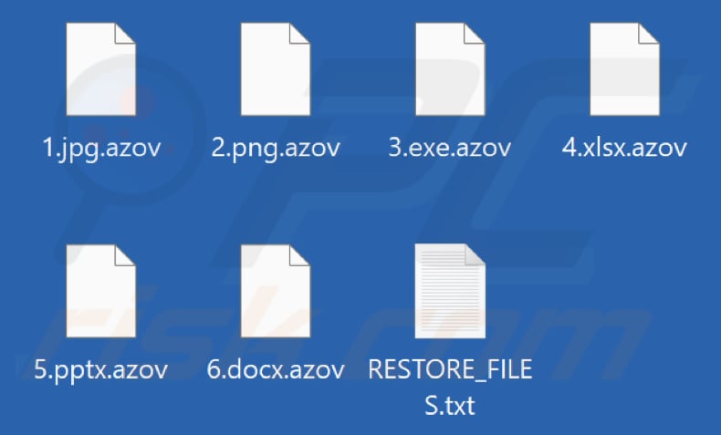 Archivos cifrados por el ransomware Azov (extensión .azov)