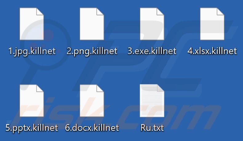 Archivos cifrados por el ransomware Killnet (extensión .killnet)