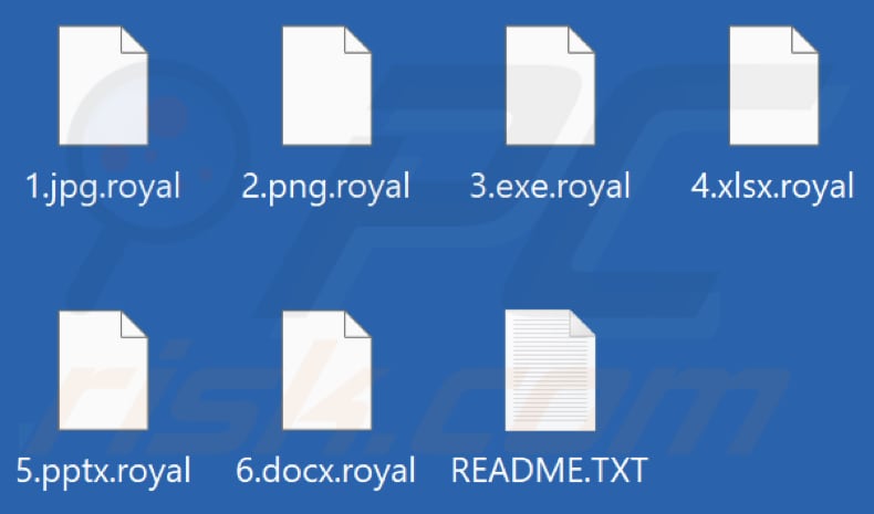 Archivos encriptados por el ransomware Royal (extensión .royal)