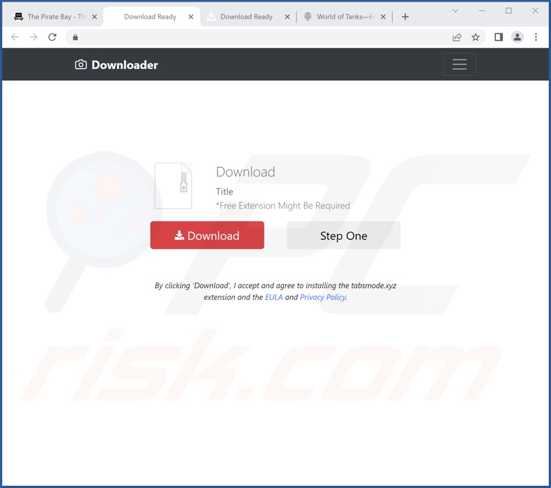 Sitio web utilizado para promocionar el secuestrador del navegador TabsMode
