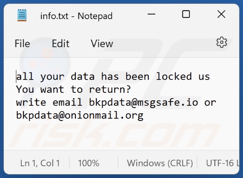 bDAT ransomware archivo de texto (info.txt)
