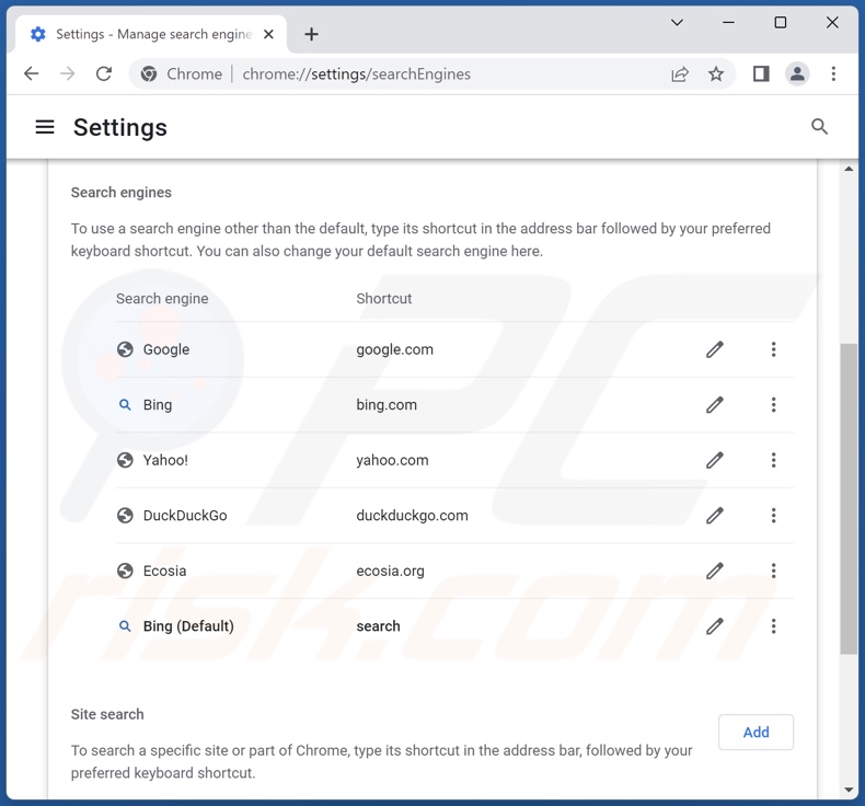 Eliminar CustomSearch del motor de búsqueda predeterminado de Google Chrome