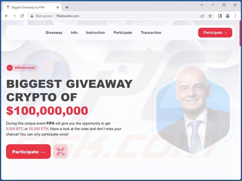 Estafa FIFA Crypto Giveaway