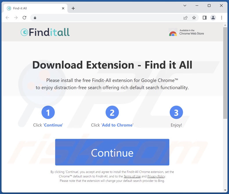 Sitio web utilizado para promocionar el secuestrador del navegador FindIt-All