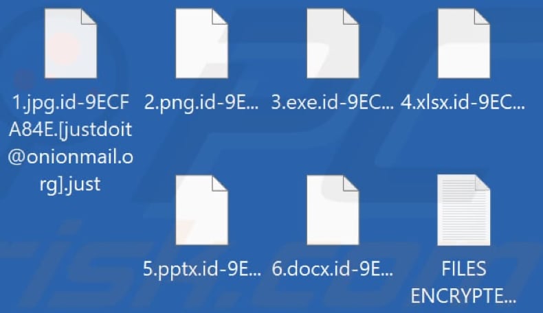 Archivos encriptados por Just ransomware (extensión .just)