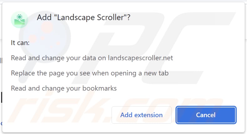 Landscape Scroller secuestrador del navegador pide permisos