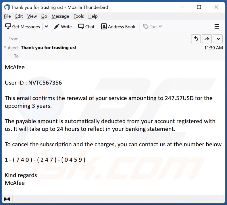 Ejemplo 4 de correo electrónico fraudulento de 