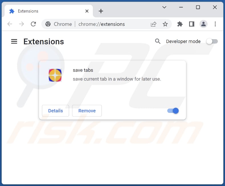 Eliminar el adware de save tabs de Google Chrome paso 2