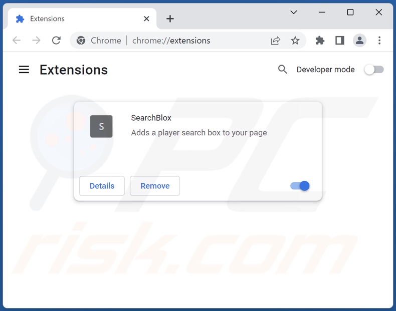 Eliminación de SearchBlox de Google Chrome paso 2