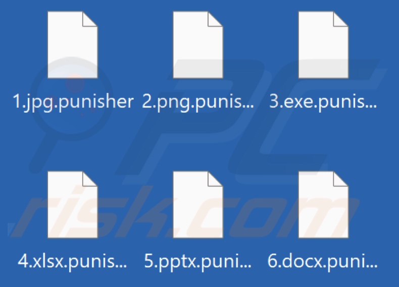Files encrypted by Team Punisher ransomware (.punisher extension)