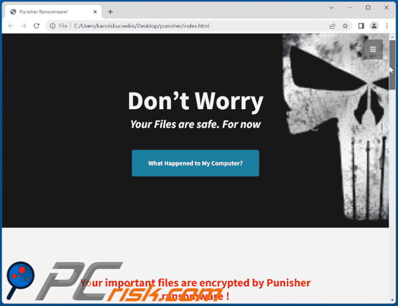 Nota de rescate del ransomware Team Punisher (archivo HTML) GIF