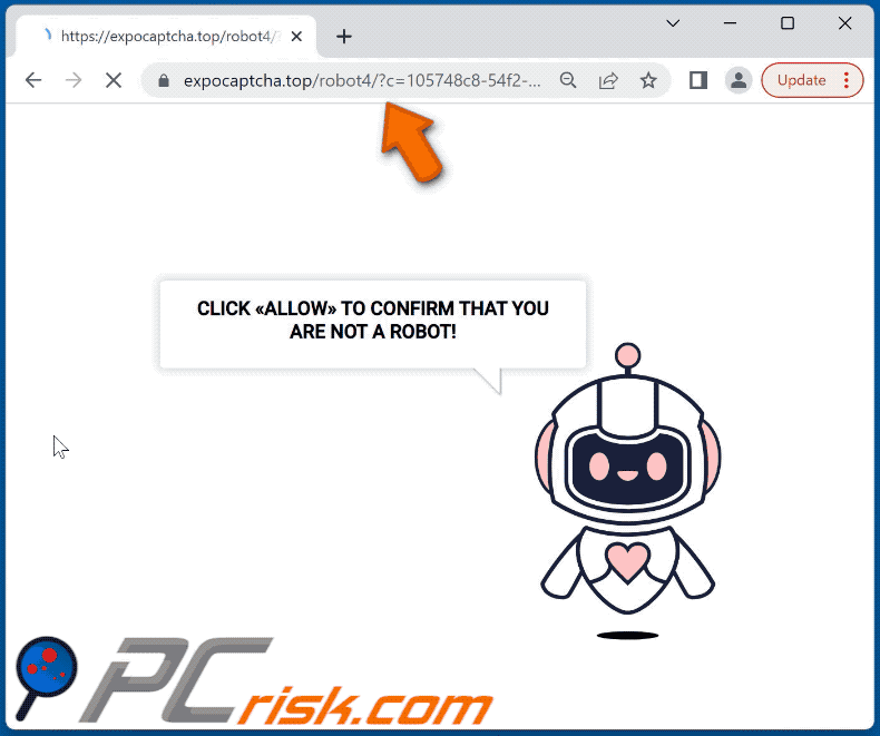 Aspecto del sitio web expocaptcha[.]top (GIF)