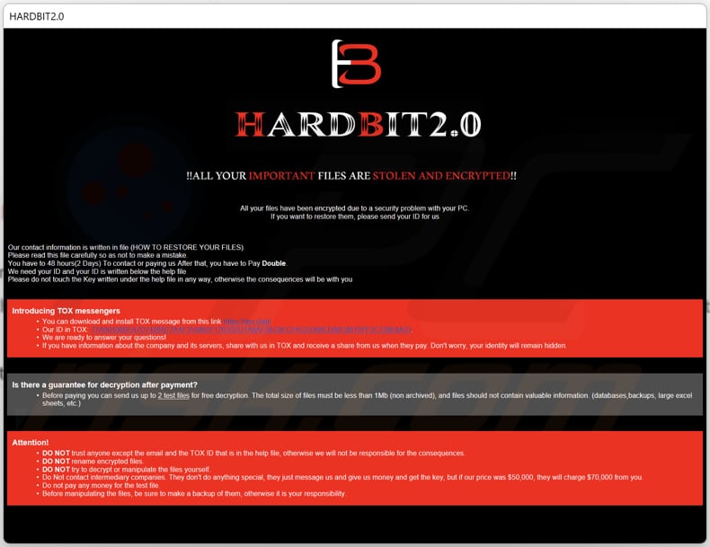 Archivo HTA del ransomware HARDBIT 2.0 (Help_me_for_Decrypt.hta)