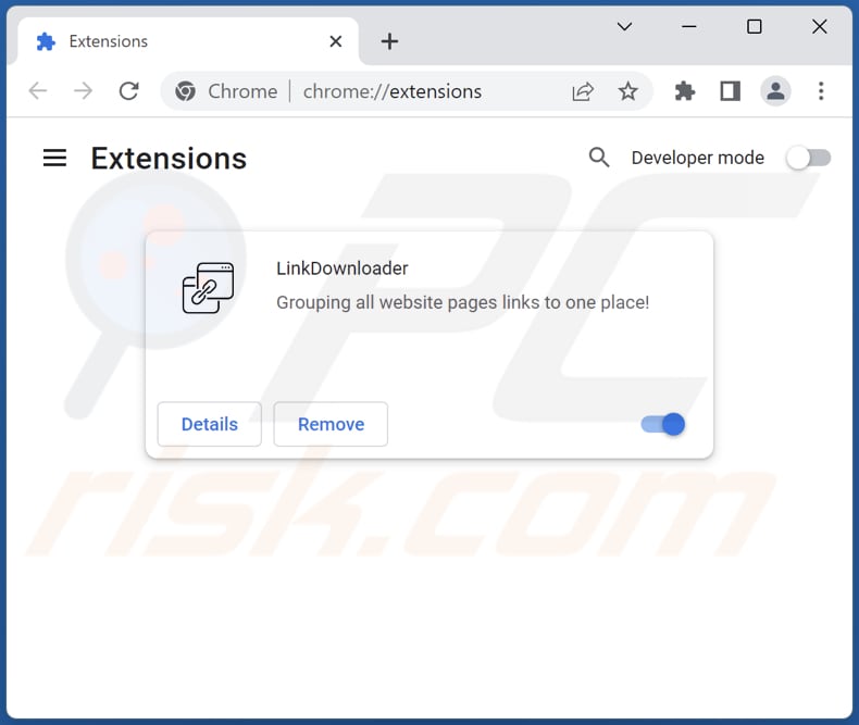 Eliminación del adware LinkDownloader de Google Chrome paso 2