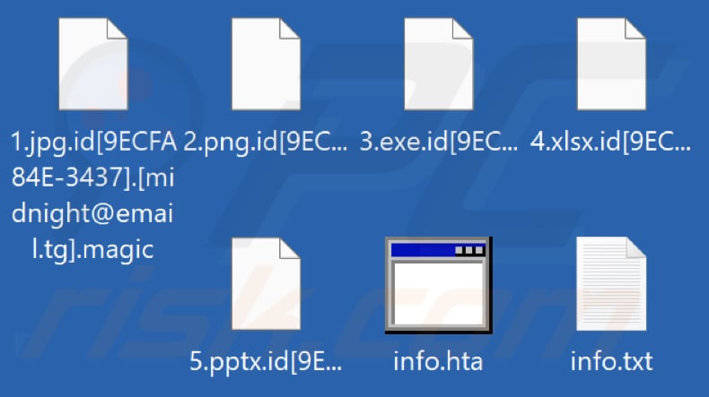 Archivos encriptados por el ransomware Magic (extensión .magic)
