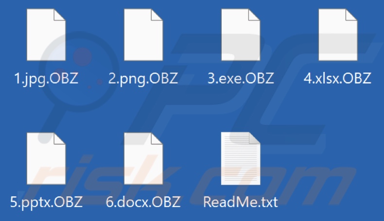 Archivos cifrados por el ransomware OBZ (extensión .OBZ)