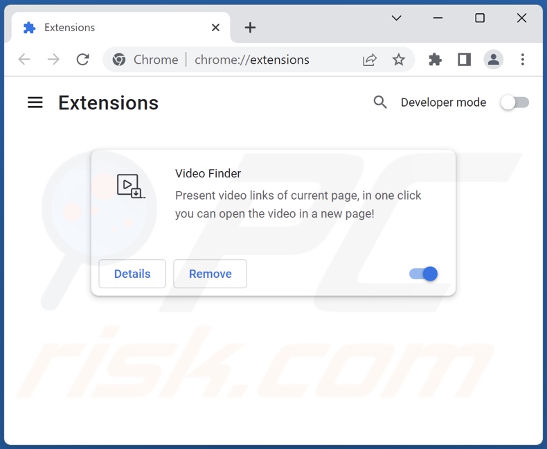 Cómo eliminar Video Finder ads de Google Chrome paso 2