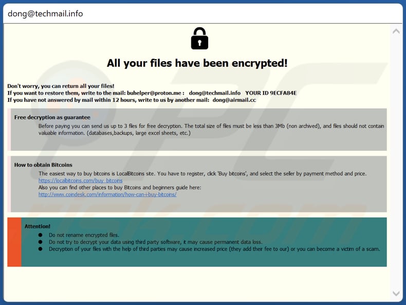 Ventana emergente del ransomware D0n