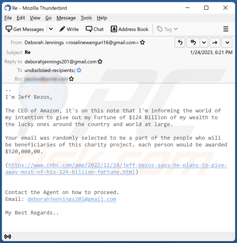 Jeff Bezos Charity Project correo fraudulento