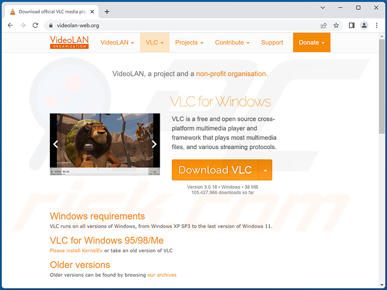 Falso sitio web de descarga de VLC Player que difunde Lumma stealer