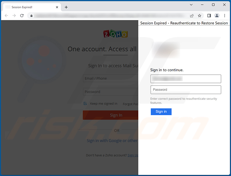 Sitio de phishing promocionado mediante la campaña de spam de correo electrónico 