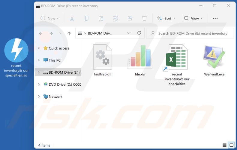 Contenido del archivo iso utilizado para la distribución de Pupy RAT