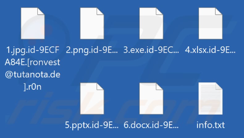 Archivos cifrados por R0n ransomware (extensión .r0n)
