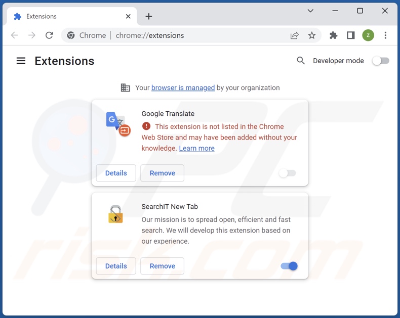 Cómo eliminar las extensiones de Google Chrome relacionadas con searchresults.store