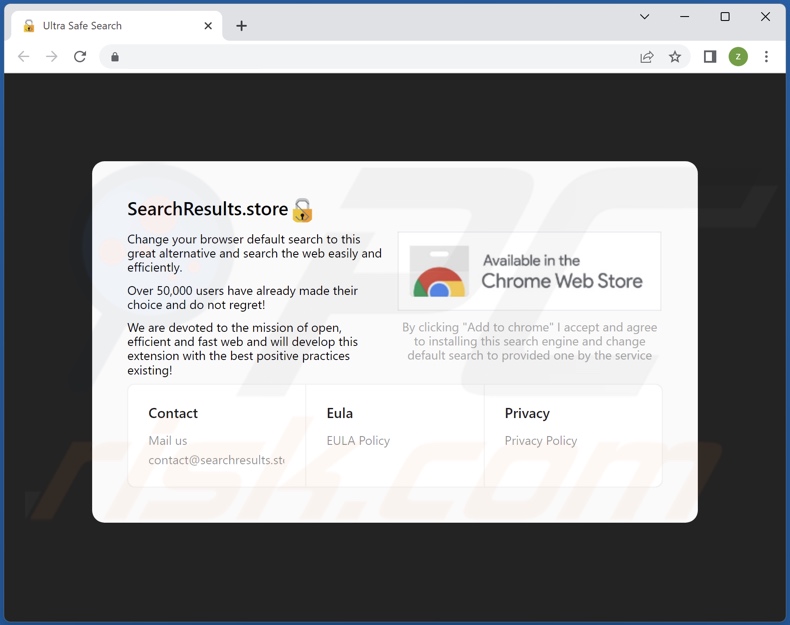 Sitio web utilizado para promocionar SearchIT New Tab secuestrador del navegador