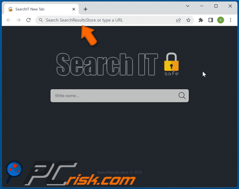 Secuestrador del navegador SearchIT New Tab redirigiendo a Google (GIF)